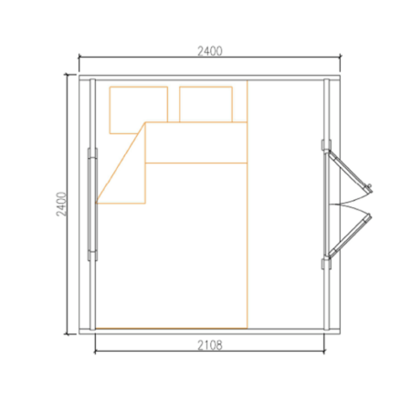 Grundriss Glamping POD 2.4x2.4 Raumaufteilung