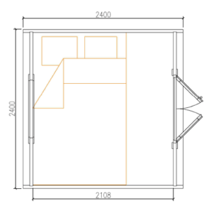 Grundriss Glamping Pod 2.4x2.4 Raumaufteilung